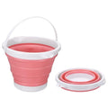 uxcell Collapsible Bucket, 1.3 Gallon (5L) Small Foldable Bucket, Portable Water Pail Round Tub Cleaning Tools with Handle for RV Camping Household Garden Fishing Car Wash, Pink - color: Pink