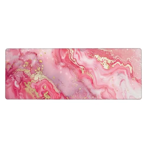 Pink Gold Marble Mouse Pad XL Large Mousepad Non Slip Rubber Base Desk Mat for Laptop Computer Gaming 31.5" X 12" - color: Pink Gold Marble