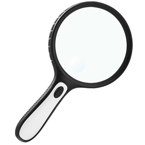 Lighted Magnifying Glass Handheld，10X / 25X Large Magnifying Glass with Light，Led Magnifiers for Seniors,Reading Books, Medicine Bottle Small Font