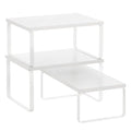 SONGMICS Cabinet Organizer Shelf, Set of 3 Kitchen Counter Shelves, Kitchen Storage, Spice Rack, Stackable, Expandable, Snow White and Matte White UKCS220W01 - color: Snow White + Matte White