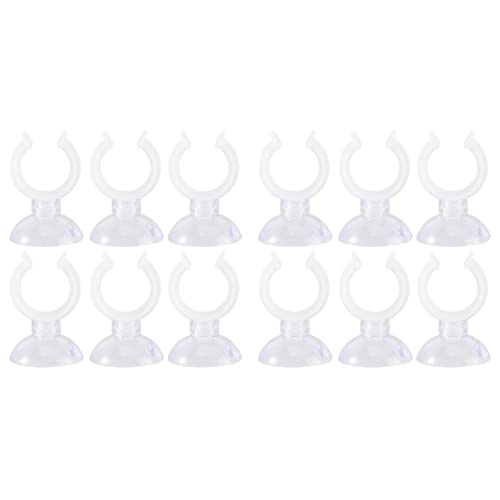 Uonlytech 12 Pcs Aquarium Water Clamp Holder Fish Tank Fixed Clip with Suction Cup 1.57X1.77X1.18In Durable Plastic for Secure Tube Management