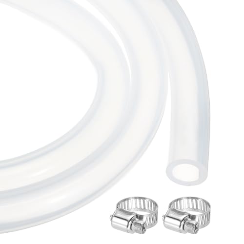 MECCANIXITY 3.3ft Clear Silicone Rubber Tubing 1/2" ID 3/4" OD Plastic Tube Flexible Air Hose for Brewing, Wine Making, Pump Siphon, 12.7mm x 19mm, with 2pcs Clamps - color: Clear, size: 1/2" x 3/4"
