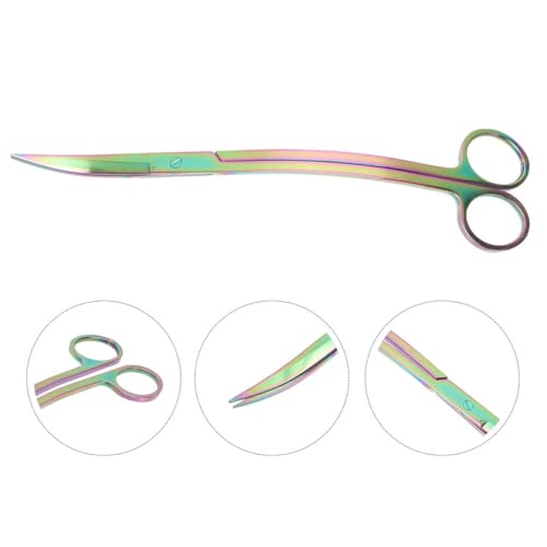 COHEALI Stainless Steel Aquarium Plant Scissors Aquatic Trimming Tool Rainbow Wave Blades Portable Fish Tank Clipper for Aquascaping and Aquarium Maintenance