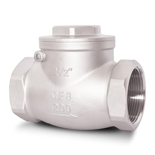 2-1/2" NPT Horizontal Check Valve, Stainless Steel Non Return Swing Check Valve, Level One Way Counterflow Valve to Prevent the Medium Backflow for Oil Water Gas Air（2-1/2", DN65） - size: 2-1/2"-NPT