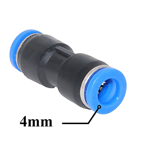 Beduan Push to Connect Fitting, 4mm Tube OD Pneumatic Quick Adapter Tubing Air Hose Line Pipe Fitting 20Pcs For 5/32" Tube OD - size: 4mm (20Pcs)