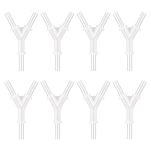 Pawfly 8 Pcs Aquarium Airline Tubing Connectors, 3/16" Airline Y Connector Splitter for Air Pump Tubing, 3 Way Hose Connectors, Plastic Barbed Hose Fittings for Fish Tank - color: 1 Kind(8 Pack)