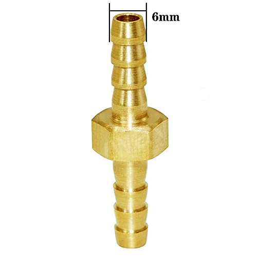 Joywayus 1/4" ID Hose Barb Hex Union Fitting Intersection/Split Brass Water/Fuel/Air with 6 Stainless Steel Clamps (Pack of 3) - size: 0.25 Inch, style: 3PCS