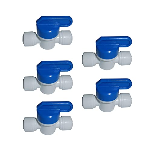 Food-Grade Quick Connector Push-In Tube Fitting, 3/8" O.D. Equal Shut off Ball Valve for Reverse Osmosis Water Filter Purifier (Pack of 5) - size: 3/8" o.d. tube x 3/8" o.d. tube
