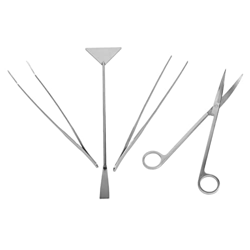 Drfeify Aquarium Tools Kit Premium Stainless Steel for Aquarium Fish Tank Maintenance and Plant Care, 4 in 1 Set for Plants Enthusiasts