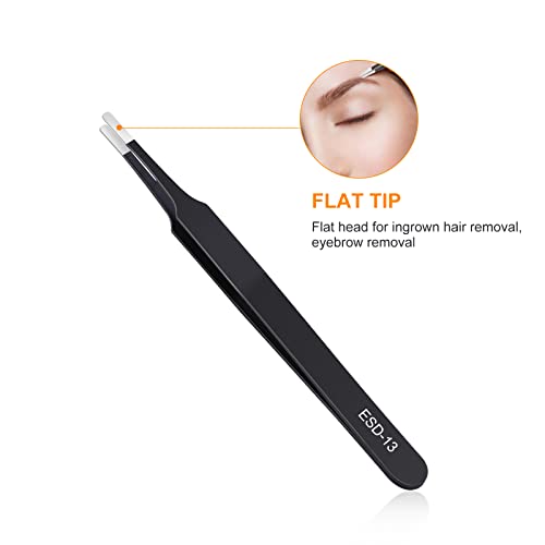 kaverme 9PCS Precision Tweezers Set, Upgraded Anti-Static Stainless Steel of Tweezers, for Electronics, Soldering, Laboratory Work, Jewelry-Making, Model, Craft - style: 9pcs