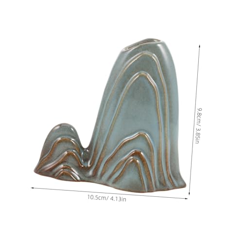Zerodeko Ceramic Mini Mountain Fish Tank Landscape Decoration Versatile Bonsai Decor for Home Office Zen Garden Accessory Multiuse Brush Holder for