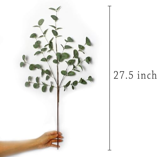 12 Pcs 27" Eucalyptus Stems Greenery Stems Eucalyptus Leaf Spray in Green Silk Plastic Plants Floral Artificial Plants for Home Party Wedding Decoration - color: Green -12 Pcs