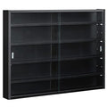 HOMCOM 5-Tier Display Cabinet, Glass Door Cabinet with Adjustable Shelves, Wall-Mounted Display Case for Playroom, Bedroom, Black - color: Black