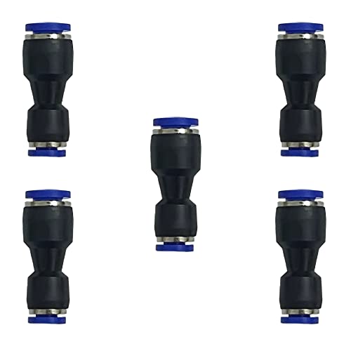 zjxed 1/4" OD x 1/8" OD Pneumatic quick Connector Push to Connect fittings Straight reducer Union/Coupler (Pack of 5) - size: 1/4 inch-1/8 inch(5pcs)