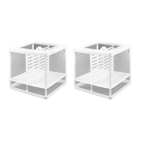 2PCS Protective Aquariums Breeding Cage Netting Nursery Tanks with Suction Cup for Fry Rearing and Secure Observation Fish Breeding Box with Suction Cup - color: Upgrade small
