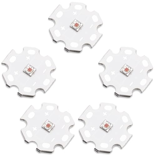 5Pcs 3W 660nm Red Super Bright Intensity 3535 SMD High Power LED Chip with Aluminum Plate 20mm Star PCB Base for Heat Sink for Growing Light(120deg,Red 660nm-665nm,DC 2.2-2.4V,700mA) - color: Red660-665nm