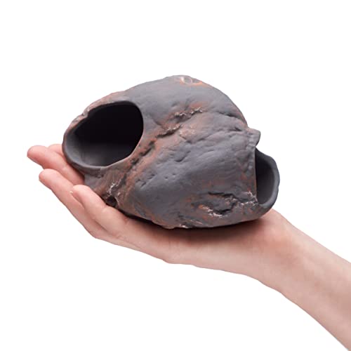 Cichlid Stone Decoration - Aquarium cave for Cichlids, Betta, Small Fish - Fish Tank Hideway Decor - Betta Toys Hideout Stones House (Magma Stone Small)