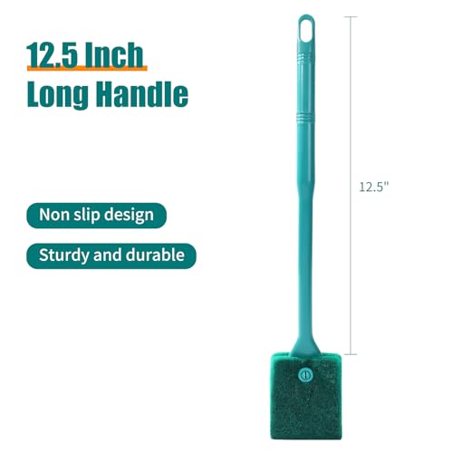 AQUANEAT 3pcs Fish Tank Cleaning Tools, Aquarium Double Sided Sponge Brush, Algae Scraper Cleaner with Long Handle - color: green, size: 3pcs