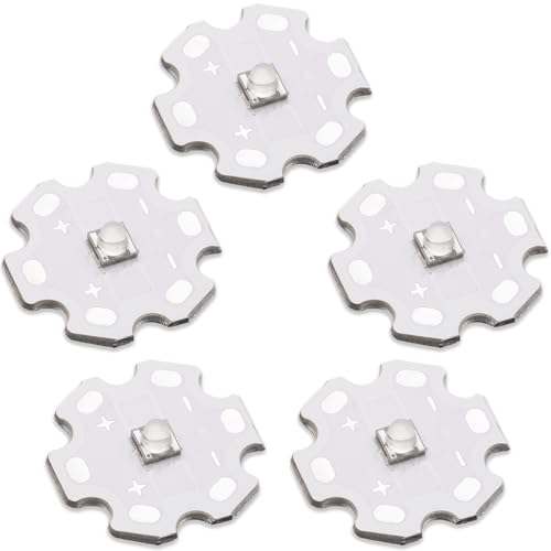 5Pcs 3W 490nm Green 3535 SMD High Brightness Power LED Chip with Aluminum Plate 20mm Star LED PCB Base Heat Sink for DIY Lighting Fixtures(60deg,Green 490nm-492.5nm,DC 3.2-3.6V,700mA) - color: Green490-495nm
