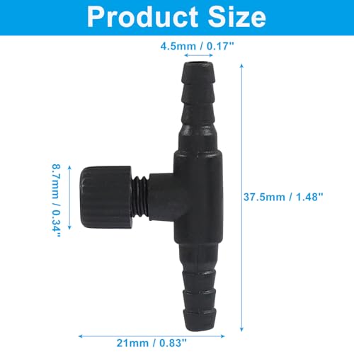 Bonsicoky Aquarium Air Control Valves, 12 Pack Plastic Air Flow Regulators for 3/16" ID Tubing, Adjustable Single Way Control, Black Color Set - color: Black-12pcs
