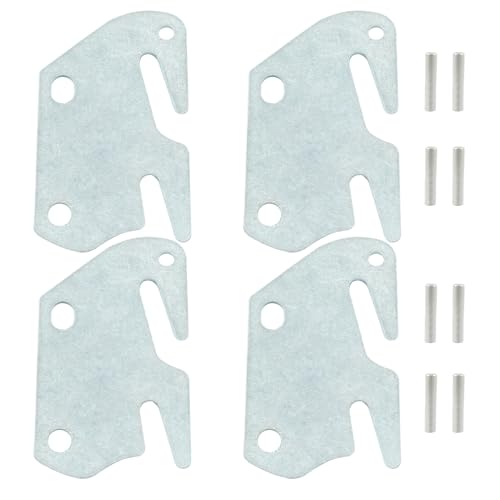 Hordion 4Pcs Wood Bed Rail Hook Plates, Wood Bed Plates with Screws for Bed Frame Bracket Headboard Footboard Replacement