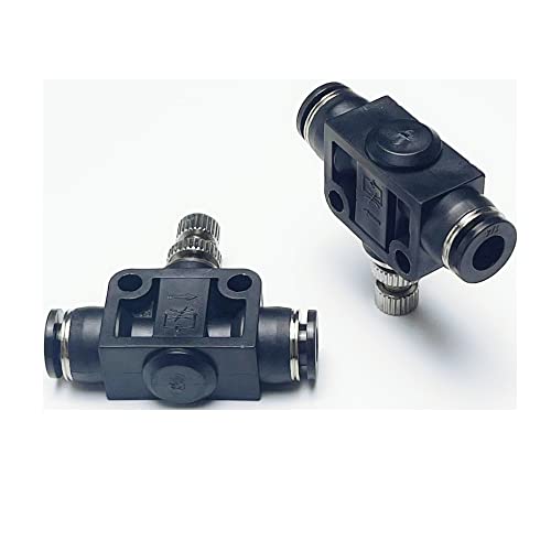 Pneumatic SCF Series 1/4 Inch Tube OD Air Flow Control Valve,Union Pneumatic Speed Control Flow Controller SCF-1/4(Pack of 2) - color: Black, size: 1/4" OD