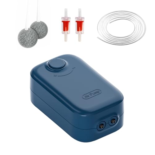 Aquarium Air Pump, Dual Outlet Quiet Oxygen Aerator Pump for Fish Tanks, Adjustable Air Valve Complete Bubbler Kit for Small Aquariums - size: Up to 120 Gallons