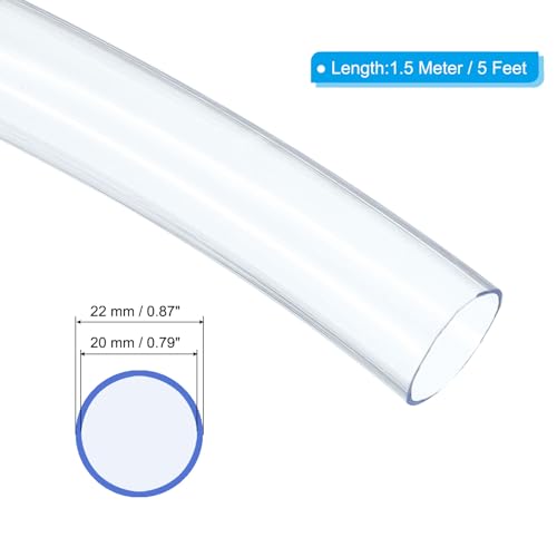PATIKIL PVC Tubing 4/5" ID x 7/8" OD (20 mm x 22 mm) 5 Ft / 1.5 Meter, Flexible Clear Vinyl Tubing Water Hose Tube for Reverse Osmosis Systems Water Filters, Clear - size: 4/5" x 7/8" x 5 Ft