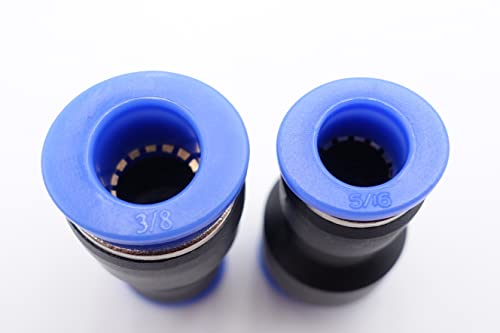 Push to Connect Fitting 3/8" Tube OD x 5/16" Tube OD Reducer, Pneumatic Air Water Straight Union Two Way Connector/Coupler (Pack of 5) - size: 3/8 inch - 5/16 inch