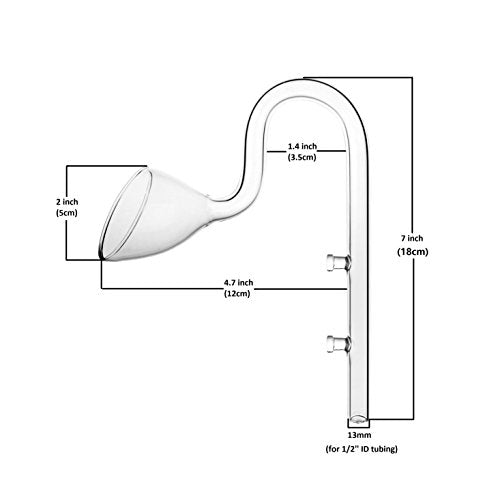 Glass Lily Pipe Outflow for Aquarium Planted Tank (13mm for 12/16mm (1/2" ID) tubing)