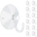 12 Pieces Large Suction Cups with Hooks 2 inch Clear Plastic Sucker Hooks for Glass Window Wall Festivals Parties Theme Carnival Decoration Door Bathroom Kitchen - size: 2"+hooks"