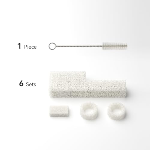Cat Water Fountain Filter Sponge Replacement Foam Filters Compatible with Automatic Pet Water Dispenser 6-Pack, Upgraded Thicker Filter Fine Filtration for Smart Bowl with Cleaning Brush - size: 6 Sponges