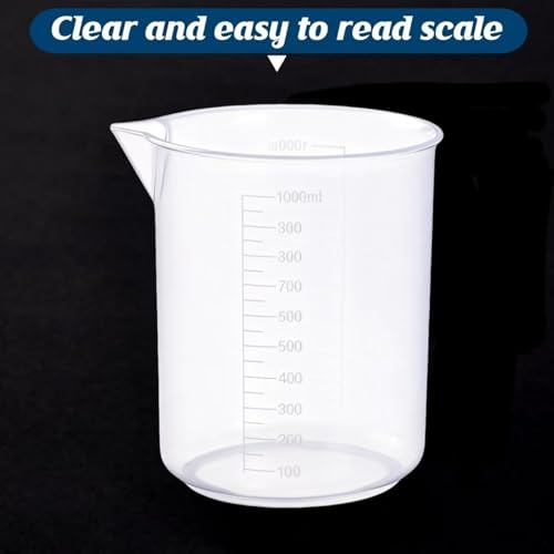 2-Pack 1000ml Plastic Lab Beakers, Large Graduated Measuring Cups with Pour Spout, Transparent PP for Science, Kitchen & Industrial Mixing - style: 1000 ML