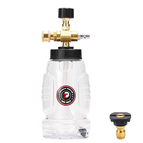 Tool Daily Chemical Injector for Pressure Washer, Adjustable Chemical Injector Bottle with Straw, Black Soap Nozzle, 1/4” Quick Connect, 3600 PSI - style: Chemical Injector