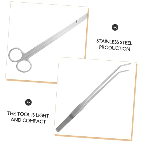 YARNOW Ergonomic Handles Aquascaping Tools Set Metal Scissors Tweezers Spatula for Fish Tank Plant Trimming Cleaning