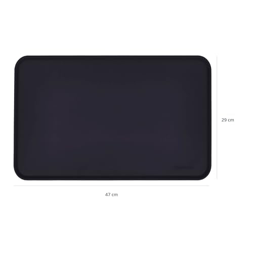 Amazon Basics Waterproof Non-Slip Silicone Pet Feeding Mat with Raised Edges for Food and Water Bowls, Easy to Clean Pet Placemat to Protect Floors, 18.5" x 11.5", Black - color: Black, style: 18.5" x 11"