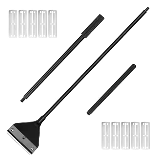 Algae Scraper for Glass Aquarium, Long Handle Fish Tank Algae Scraper with 10 Blades, Essential Aquarium Cleaning Tool. - size: 25.6 Inch