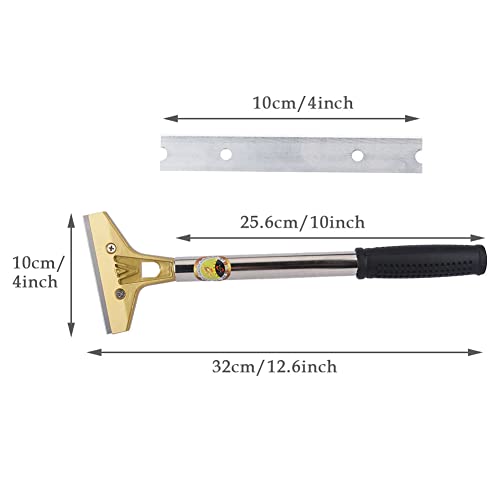Sets Professional Cleaning Scraper, 4inch Razor Blade Home Long Handle Cleaning Scraper for Glass Clean, Paint and Old Label,Decal Sticker Remover, Stove Top Scraper Tool(Stainless Steel)