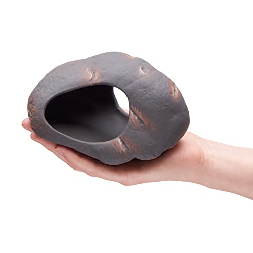 Plecoceramics Cichlid Stone Decoration - Aquarium cave for Cichlids, Betta, Small Fish - Fish Tank Hideway Decor - Betta Toys Hideout Stones House (Magma Stone Large)