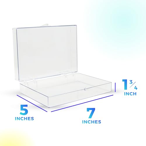 Clear Hinged Plastic Storage Boxes (4 Pack) – 7" x 5" x 1.75" Small Organizer Containers for Crafts, Games, Office Supplies – Stackable, Durable, BPA-Free, Made in USA - size: 7.0" x 5.0" x 1.75"