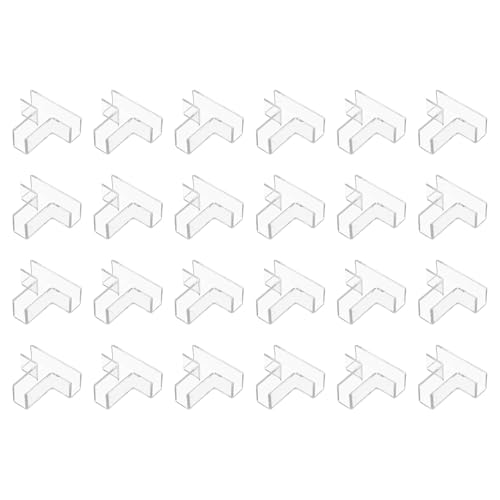 uxcell 24Pcs Plastic Glass Connector, Suitable for 10mm Thick t Shaped Glass to Glass Clamp, Fixing Bracket Rimless Clip Holder for Aquarium Fish Tank Display Shelves, Transparent - color: Transparent, size: 10mm