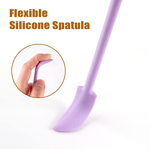 Silicone Spatula Set (6Pcs) - Mini Scraper Tool for Beauty & Food - Reach Every Last Drop, Multi-Size Spatulas for Makeup Jars, Lotion Bottles & Kitchen Containers (Blue and purple) - color: Blue and purple