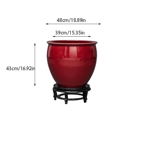 GUERNSEY Aquarium Ceramic Red Fish Tank Living Room Turtle Basin Floor-Standing Fish Tank Study Painting and Calligraphy Tank Storage Bucket Ornaments Small Fish Tank