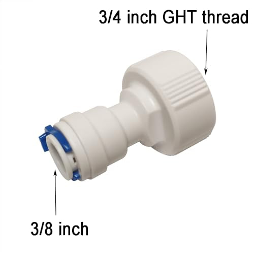 MALIDA 3/4 inch GHT Female Thread to 3/8 inch OD Quick Connect Adapter for RO Water Filter,NSF Certified Push to Connect Plastic Tube Fittings. （Pack 10） - size: 3/4" GHT thread to 3/8"