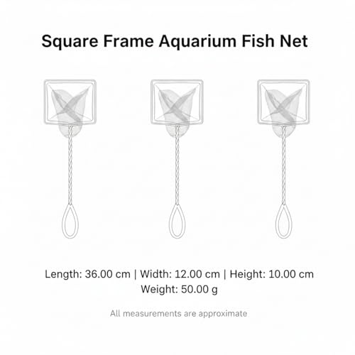 Square Frame Aquarium Fish Net with Green Mesh (1 PC) - size: 14.17 x 4.72 x 3.94"