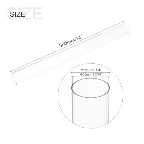 MECCANIXITY Plastic Pipe Rigid Polycarbonate Round Tube Clear 1 3/16"(30mm) ID 1 1/4"(32mm) OD 14"(350mm) High Impact for Lighting, Models, Water Plumbing - size: 1 3/16"IDx1 1/4"ODx14"