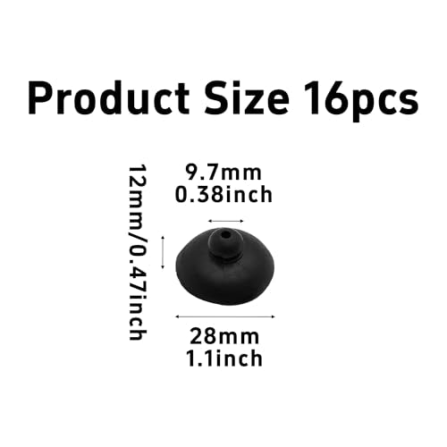 16PCS 28mm Dia Black Aquarium Suction Cup Clips, Soft Rubber Fish Tank Attachments for Pump Lines, Overhead Tube Organization and Aeration Setup - size: 16PCS 28mm