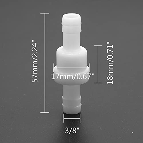 Check Valve 3/8" Plastic Barb Hose One Way Inline Check Valve Non Return Ozone Resistance PVDF for Fuel Gas Oil Water Air, Pack of 2 - size: 3/8 Inch