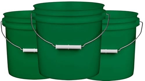House Naturals 2 Gallon Purple Food Grade BPA Free Made in USA Bucket with Screw On Lid - Pack of 3 (Dark Green - Blue Lid) - color: Dark Green - Blue Lid