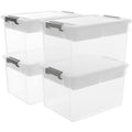 Citylife 32 QT Plastic Storage Bins with Removable Tray Large Stackable Storage Containers for Organizing Craft Storage and Storage Craft, Clothes, Files, Office Supplies, 4 Packs - size: 32 Qt- 4 Pack